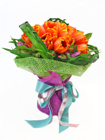 Florist Flower Bouquet - Orange Tulips x18 Bouquet - L37275 Photo