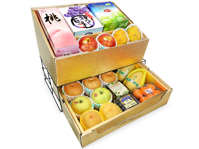 Fruit Basket - Mid Autumn Double Deck Fruits Gift Tower D16 - 0DB0618C8 Photo