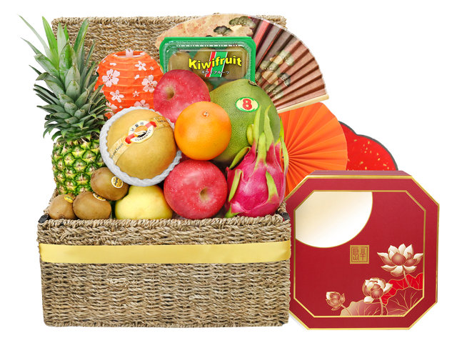 Mid-Autumn Gift Hamper - Mid Autumn Peninsula Moon Cake With Fancy Fruit Hamper FH202 - M20717A1 Photo