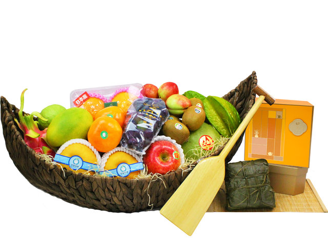 Wine n Food Hamper - Dragon Boat Festival HK Peninsula Rice Dumpling with Fruit Deluxe Basket Y17 - L3122386 Photo